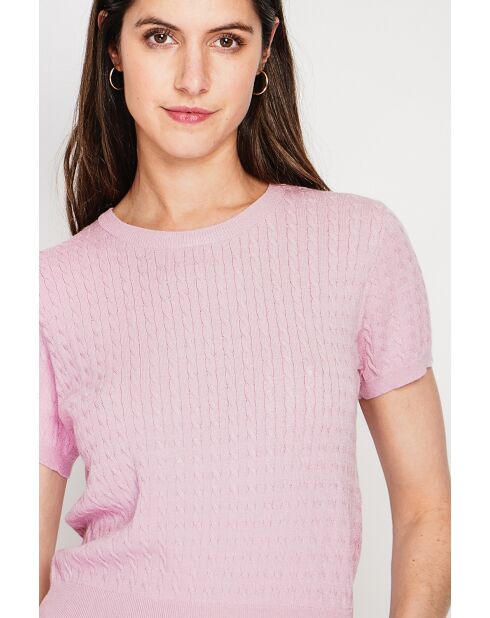 Maglione girocollo in misto lino Valérie rose