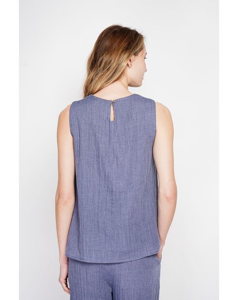 Sandrine Blue Jeans S und M Rundhalsoberteil aus Leinen