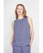 Sandrine Blue Jeans S und M Rundhalsoberteil aus Leinen