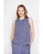 Sandrine Blue Jeans S und M Rundhalsoberteil aus Leinen