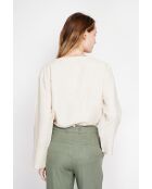 Tunique col tunisien en lin mélangé beige