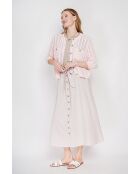 Jacqueline helderroze opengewerkte vest met ronde hals en opengewerkte ronde hals