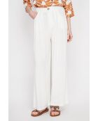 Pantalon coupe ajusté à jambe large en lin mélangé Danielle blanc