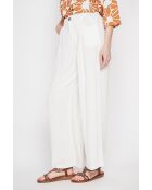 Pantalon coupe ajusté à jambe large en lin mélangé Danielle blanc