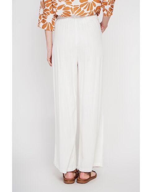 Pantalon coupe ajusté à jambe large en lin mélangé Danielle blanc