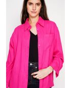 Christiane Fushia langes Leinenhemd in Übergröße