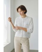 Jacqueline wit opengewerkte vest met ronde hals en opengewerkte ronde hals