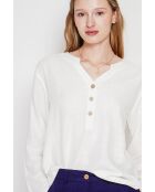 Tunique col tunisien en lin mélangé Paulette blanche