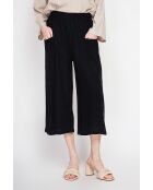 Thérèse schwarze Hose aus Leinenmischung mit hoher Taille und weitem Bein
