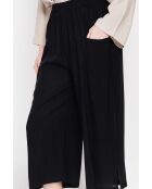 Thérèse schwarze Hose aus Leinenmischung mit hoher Taille und weitem Bein