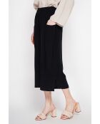 Thérèse schwarze Hose aus Leinenmischung mit hoher Taille und weitem Bein