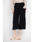 Thérèse schwarze Hose aus Leinenmischung mit hoher Taille und weitem Bein