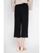 Thérèse schwarze Hose aus Leinenmischung mit hoher Taille und weitem Bein