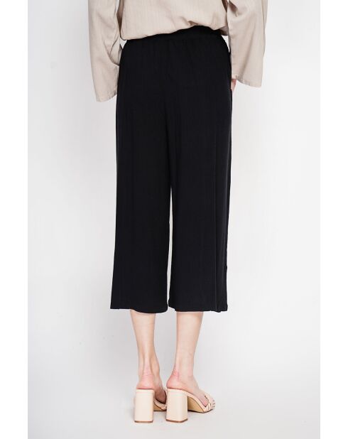 Thérèse schwarze Hose aus Leinenmischung mit hoher Taille und weitem Bein