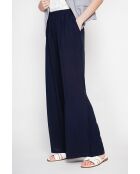 Pantalon large taille haute en lin mélangé Raymonde marine