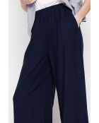 Pantalon large taille haute en lin mélangé Raymonde marine