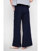 Pantalon large taille haute en lin mélangé Raymonde marine
