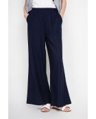 Pantalon large taille haute en lin mélangé Raymonde marine