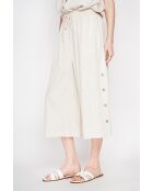 Pantalon coupe jupe en lin mélangé Jeannine beige