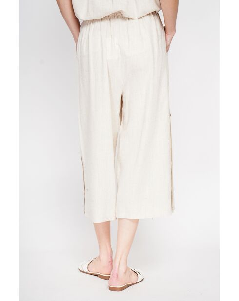 Pantalon coupe jupe en lin mélangé Jeannine beige