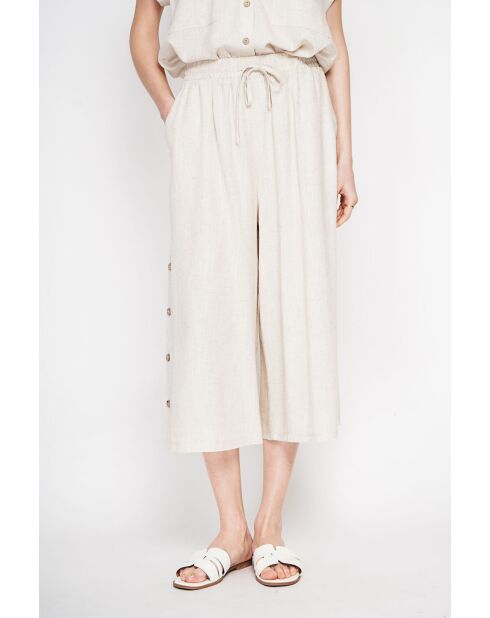 Pantalon coupe jupe en lin mélangé Jeannine beige