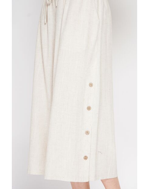 Pantalon coupe jupe en lin mélangé Jeannine beige