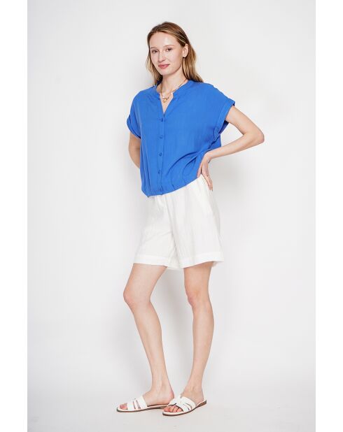 Josée Azur Hemd mit tunesischem Kragen aus Leinenmischung