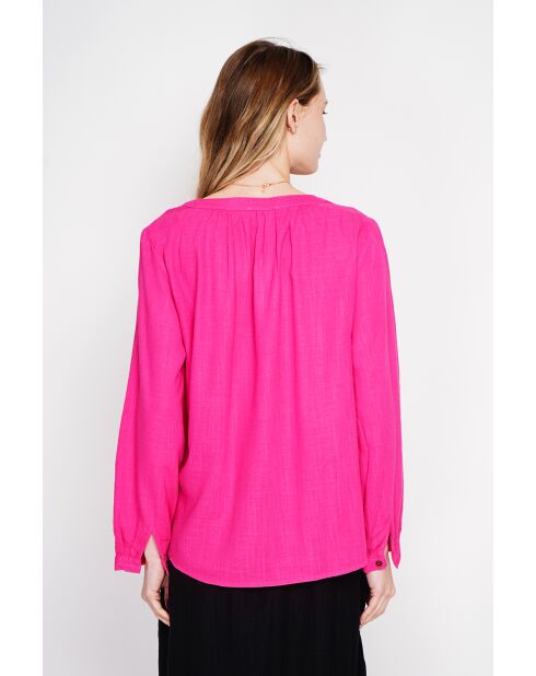 Suzette fushia blouse van Tunesisch linnen