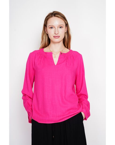 Suzette fushia blouse van Tunesisch linnen