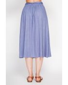 Isabelle lange linnen rok met uitlopende blauwe spijkerbroek