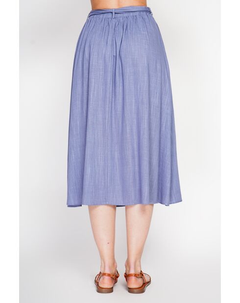 Isabelle lange linnen rok met uitlopende blauwe spijkerbroek