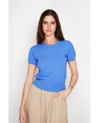 Valérie Azur Leinenpullover mit Rundhalsausschnitt und Zopfmuster