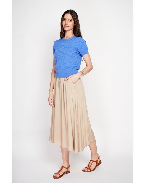 Valérie Azur Leinenpullover mit Rundhalsausschnitt und Zopfmuster