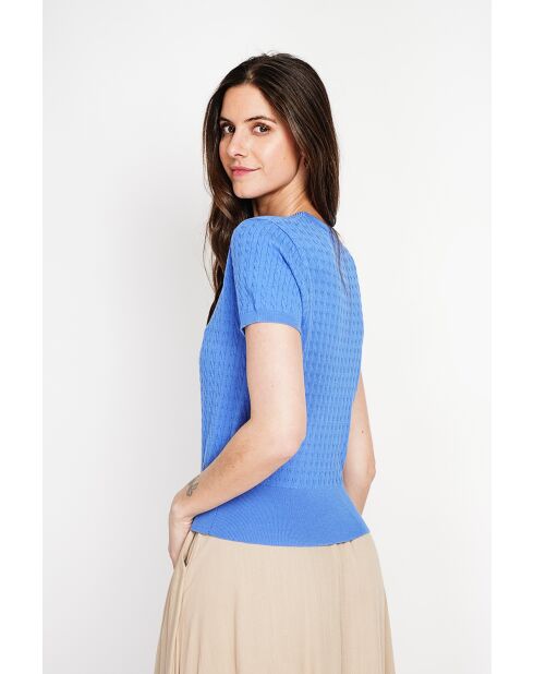 Valérie Azur Leinenpullover mit Rundhalsausschnitt und Zopfmuster