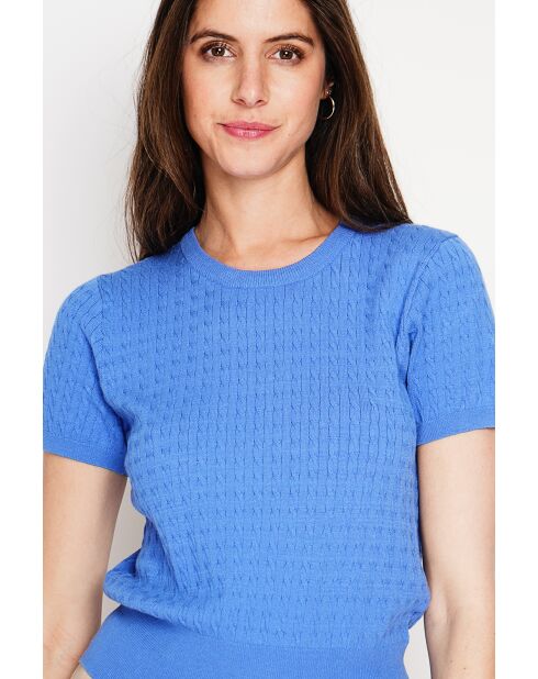 Valérie Azur Leinenpullover mit Rundhalsausschnitt und Zopfmuster