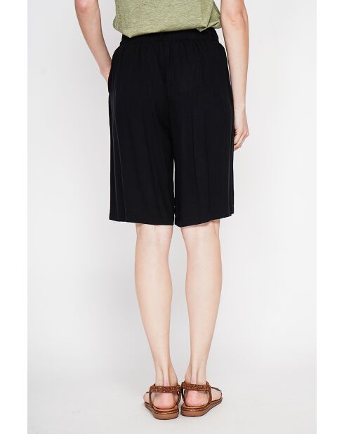 Pantaloncini Francine neri fantasia in misto lino
