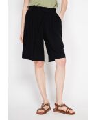 Pantaloncini Francine neri fantasia in misto lino