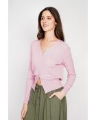 Gilet con scollo a V in misto lino rosa Nathalie