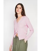 Gilet con scollo a V in misto lino rosa Nathalie