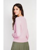 Gilet con scollo a V in misto lino rosa Nathalie