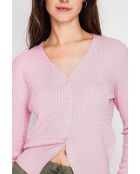 Gilet con scollo a V in misto lino rosa Nathalie