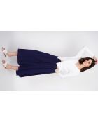 Georgette rok van marineblauwe linnenmix met lange taille