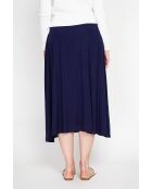 Georgette rok van marineblauwe linnenmix met lange taille