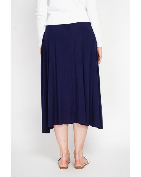 Georgette rok van marineblauwe linnenmix met lange taille