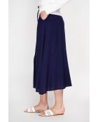 Georgette rok van marineblauwe linnenmix met lange taille
