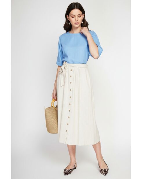 Beige lange uitlopende linnen rok Isabelle