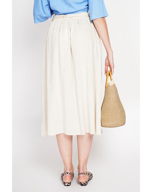 Beige lange uitlopende linnen rok Isabelle