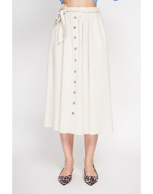 Beige lange uitlopende linnen rok Isabelle