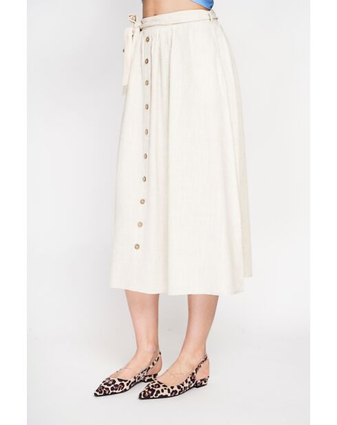 Beige lange uitlopende linnen rok Isabelle