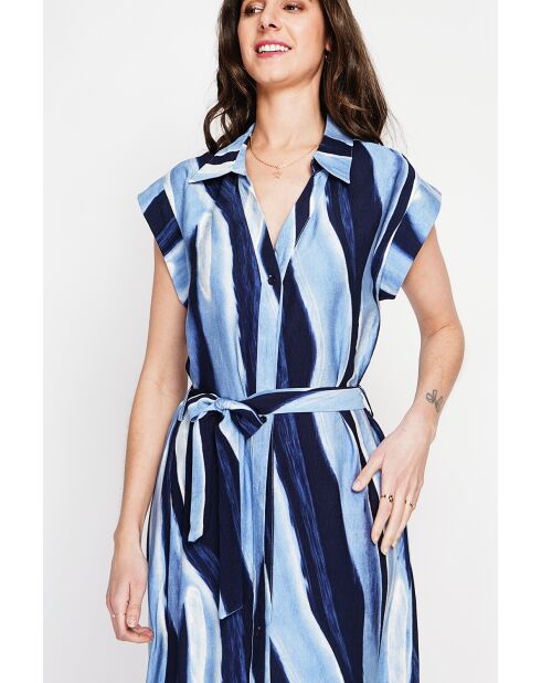 Lucette blauwe jeansjurk van linnenmix